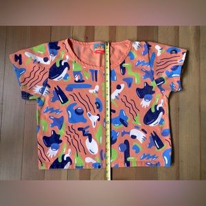 Mokuyobi boxy cropped tee shirt in orange and pop of color